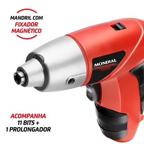Parafusadeira a bateria 4,8 volts com 11 bits e prolongador - Power Tools FPF-05  110V/220V