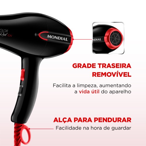 Secador de cabelo 1.900 watts Turbo Color Red - SC-41  220V