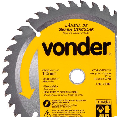 Disco de serra para madeira 185 x 20 mm 40 dentes - 46.50.185.040