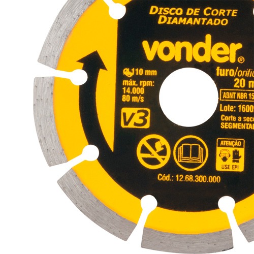 Disco diamantado segmentado 100 mm para concreto 