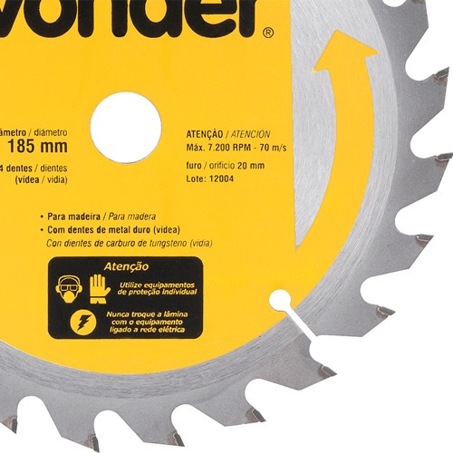 Disco de serra para madeira 185 x 20 mm 24 dentes - 46.50.185.024