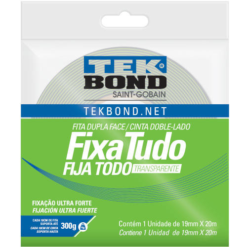 Fita dupla face acr�lica 19 mm x 20 m uso interno - Fixa Tudo