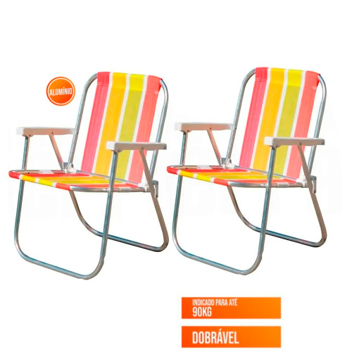 Kit 2 Cadeiras de praia varanda alta em alum�nio - CAD0047