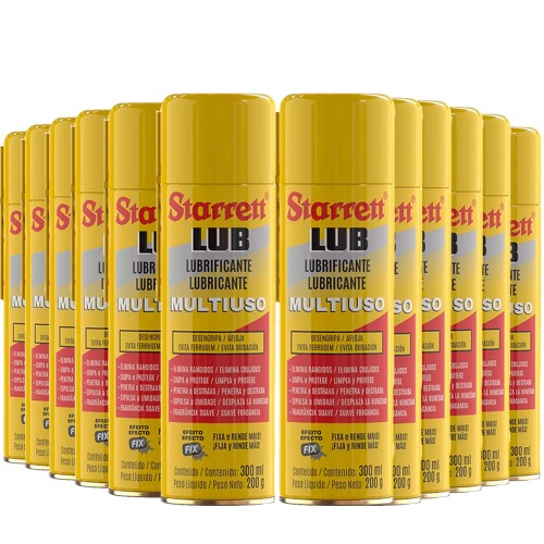 Kit 12 óleos lubrificante desengripante multiuso 300 ml - Lub Starrett Kit 12 óleos lubrificante desengripante multiuso 300 ml - Lub Starrett