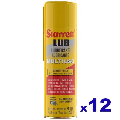 Kit 12 óleos lubrificante desengripante multiuso 300 ml - Lub Starrett Kit 12 óleos lubrificante desengripante multiuso 300 ml - Lub Starrett