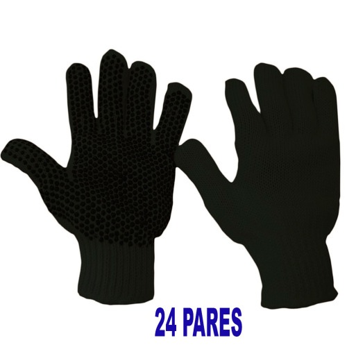 Kit 24 pares de luvas de malha pigmentada tricotada preta - KIT0531-24