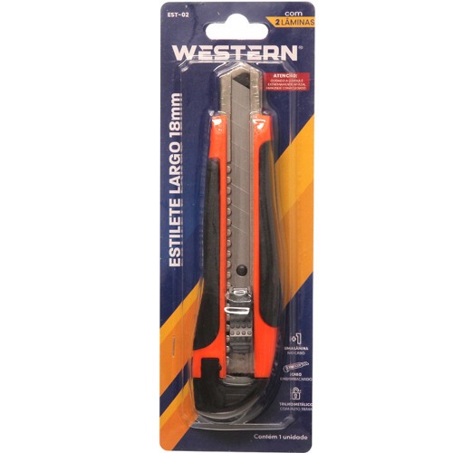 Estilete largo 18 mm emborrachado com 2 l�minas - EST-02