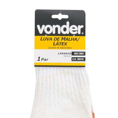 Luva de malha com látex laranja Luva de malha com látex laranja