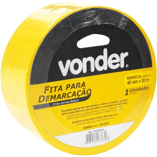 Fita adesiva para demarca��o 48 mm x 30 m amarela