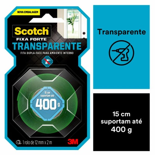 Fita adesiva dupla face 12 mm x 2 metros transparente Fita adesiva dupla face 12 mm x 2 metros transparente