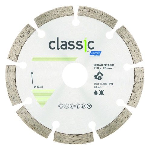 Disco diamantado segmentado 110 x 20 mm para concreto - Classic