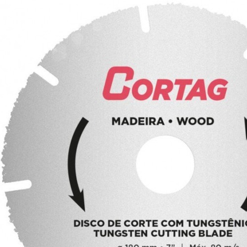 Disco de corte para madeira em tungst�nio 180 x 22,2 mm - 60649