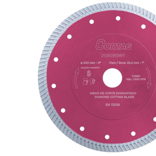 Disco diamantado Turbo 200 mm para piso e revestimento - Durokort