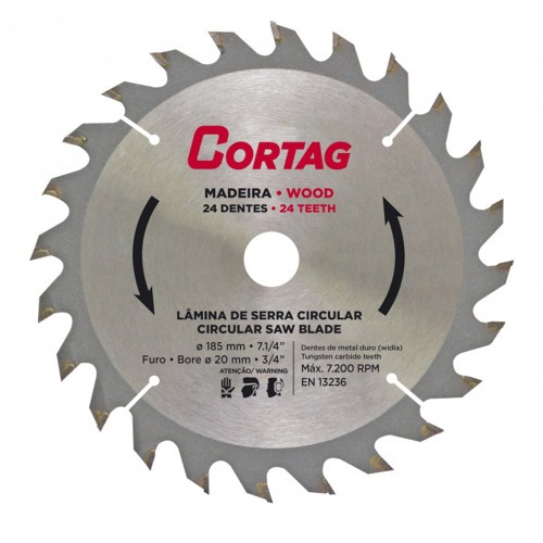 L�mina de serra circular para madeira 185mm 24 dentes - 60753