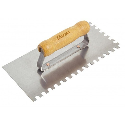 Desempenadeira em a�o dentada com cabo de madeira 8x8mm - 60700