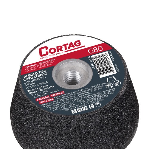 Rebolo c�nico para esmerilhadeira angular 75mm rosca M18 G80