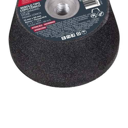 Rebolo c�nico para esmerilhadeira angular 75mm rosca M18 G80