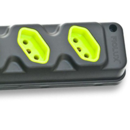 Tomada em barra para extens�o com 4 tomadas 2P+T 20A preto/verde - Robust