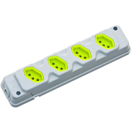 Tomada em barra para extens�o com 4 tomadas 2P+T 20A cinza/verde - Robust