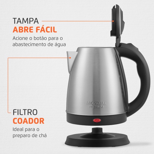 Chaleira el�trica 2 litros 1.200 watts Premium Inox - CE-06  220V