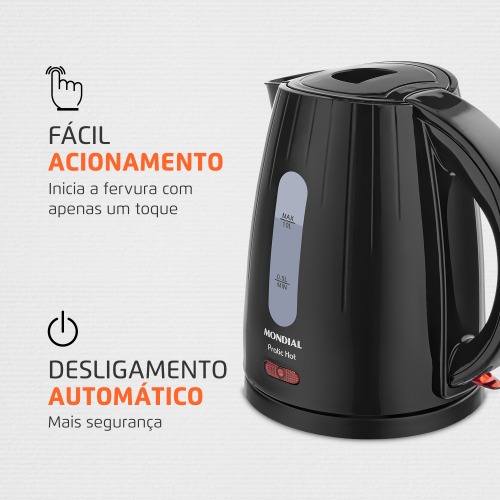 Chaleira elétrica 1 litro 1.200 watts Pratic Hot - CE-07 220V Chaleira elétrica 1 litro 1.200 watts Pratic Hot - CE-07 220V