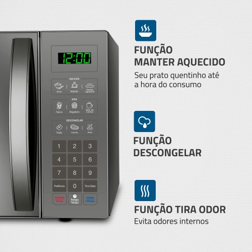 Micro-ondas 34 litros 1400W espelhado 10 n�veis de pot�ncia- MO-02-34-E  220V