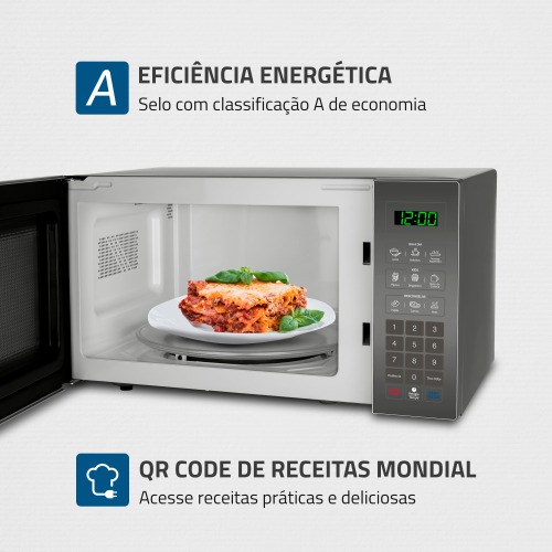 Micro-ondas 34 litros 1400W espelhado 10 n�veis de pot�ncia- MO-02-34-E  220V