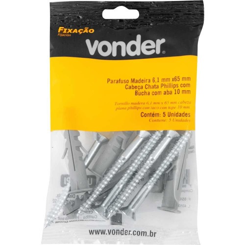 Jogo de parafusos com bucha 6,1 x 65 mm com 5 pares