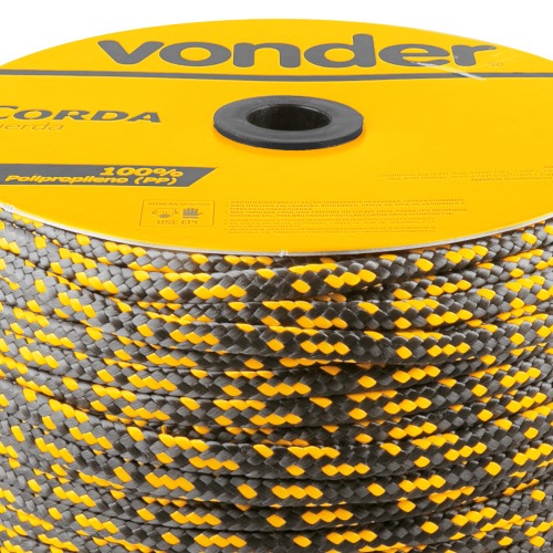 Corda multifilamento tran�ada 12 mm x 140 m preta e amarela  