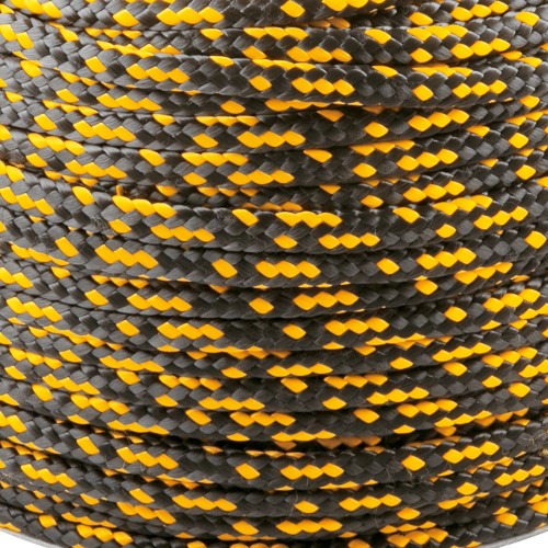 Corda multifilamento tran�ada 12 mm x 140 m preta e amarela  