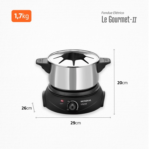 Panela el�trica para fondue 1.200 watts - Le Gourmet II  110V