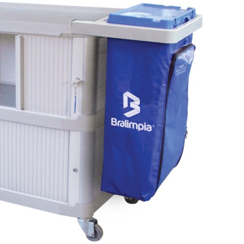 Carro funcional extra 2 bolsas azul com porta Carro funcional extra 2 bolsas azul com porta