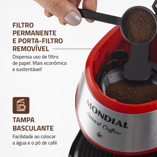 Cafeteira el�trica 2 x�caras vermelha Smart Coffee - C-42-2X-RI  110V