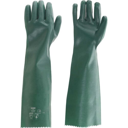 Kit 5 pares de luva pvc lisa com forro de algodão 65 cm - PLV 0065 Kit 5 pares de luva pvc lisa com forro de algodão 65 cm - PLV 0065