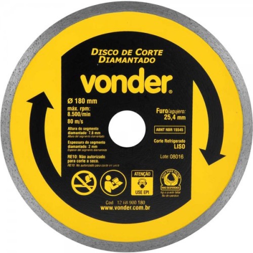 Disco diamantado liso 180 mm para cer�mica e porcelanato