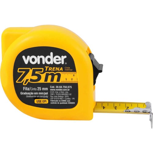 Trena com fita de aço 25 mm x 7,5 m com trava 6 peças Trena com fita de aço 25 mm x 7,5 m com trava 6 peças