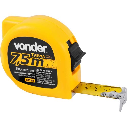 Trena com fita de aço 25 mm x 7,5 m com trava 6 peças Trena com fita de aço 25 mm x 7,5 m com trava 6 peças