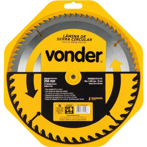 Disco de serra para madeira 250 x 30 mm 72 dentes Disco de serra para madeira 250 x 30 mm 72 dentes