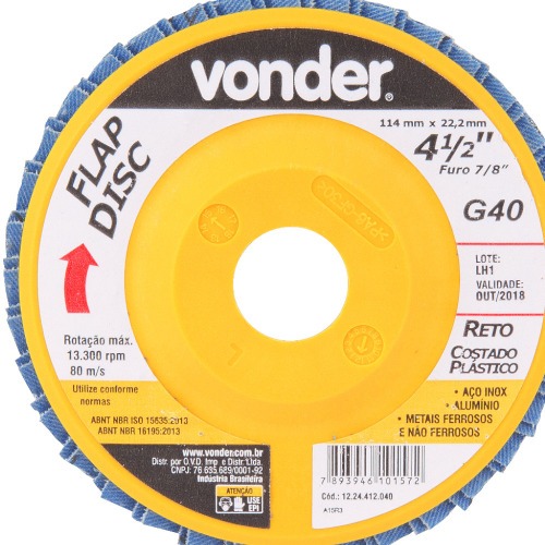Disco de lixa flap disc reto 4 1/2 Disco de lixa flap disc reto 4 1/2