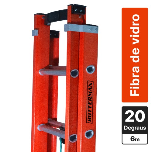 Escada de fibra de vidro extens�vel 3,60 x 6 m 20 degraus - ESC36060
