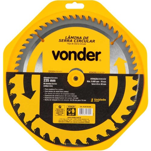 Disco de serra para madeira 235 x 30 mm 60 dentes Disco de serra para madeira 235 x 30 mm 60 dentes