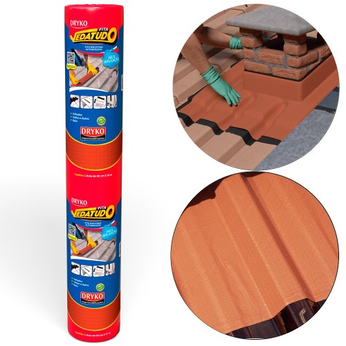 Fita manta asf�ltica telhado terracota auto adesiva 90 cm x 10 m - Vedatudo