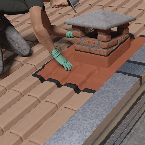 Fita manta asf�ltica telhado terracota auto adesiva 90 cm x 10 m - Vedatudo