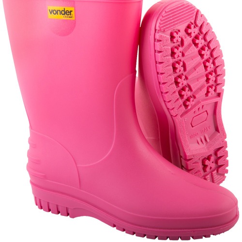 Bota de PVC rosa com forro