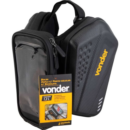 Bolsa dupla com porta-celular para bicicleta