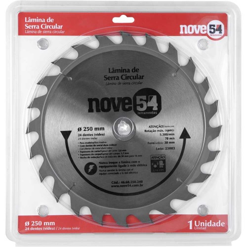 Disco de serra para madeira  250 x 30 mm 24 dentes
