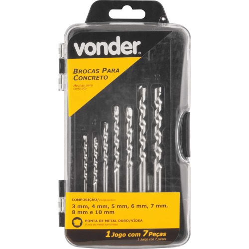 Jogo de brocas para concreto 3 a 10 mm com 7 pe�as