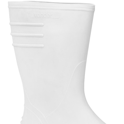 Bota de PVC branca cano m�dio com forro  