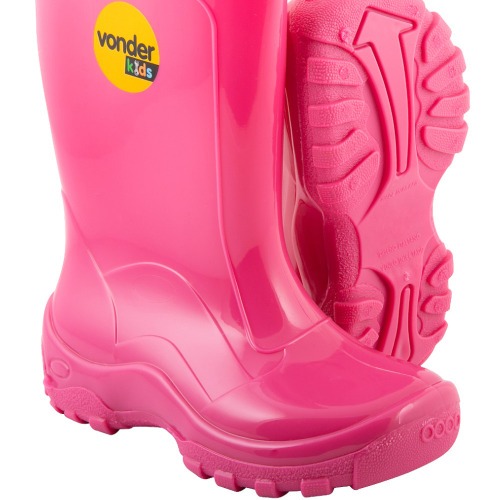 Bota infantil de PVC rosa com forro  