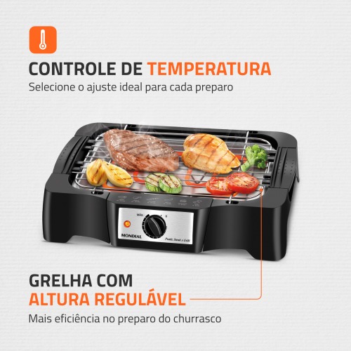 Churrasqueira el�trica port�til 1.200 watts Pratic Steak & Grill - CH-07  110V